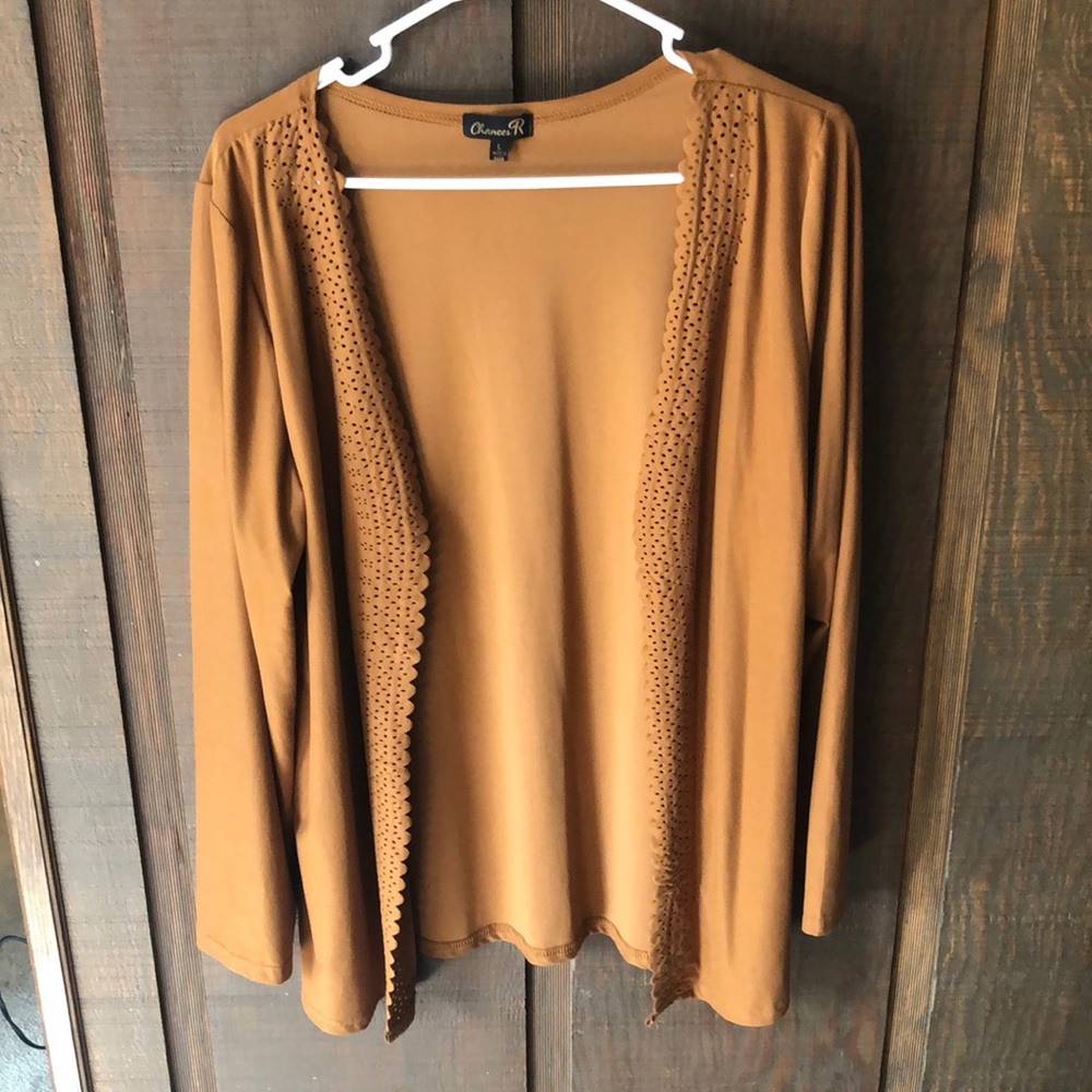 Faux Suede Camel Color Cardigan